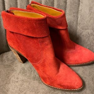 Never worn. Red suede lucky brand ankle boots